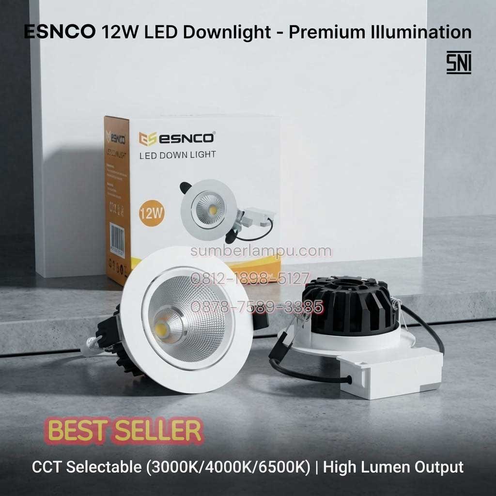 lampu downlight esnco led 12w