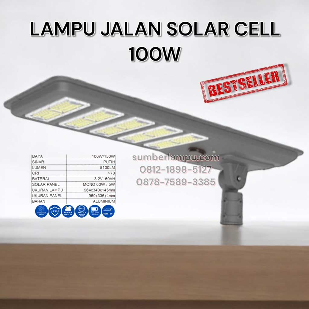 lampu jalan solar 100w