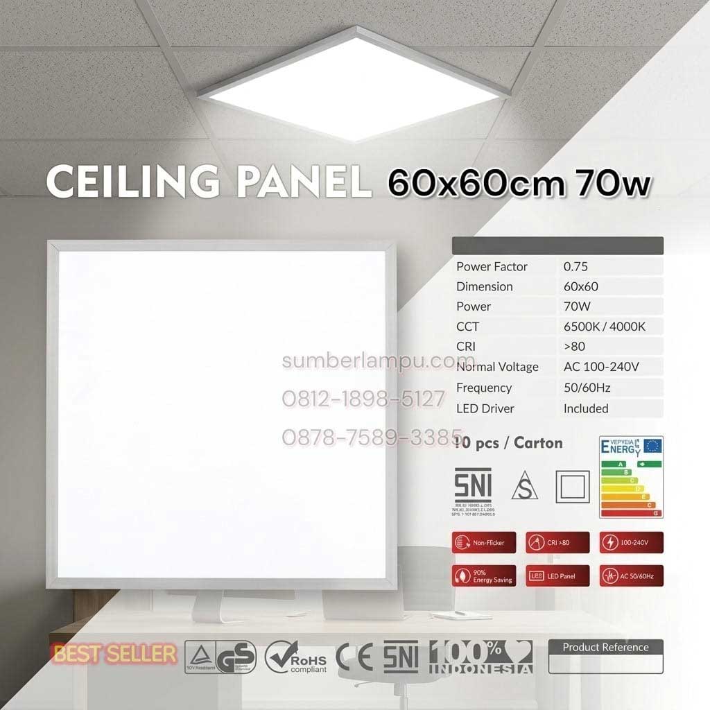 lampu panel led 60x60 cm 70w