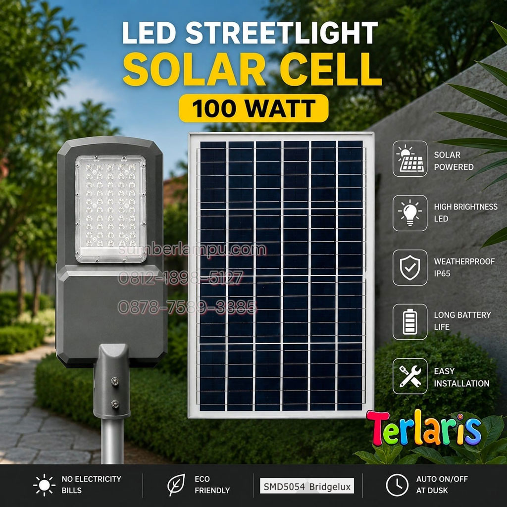 lampu pju solar cell 100w led