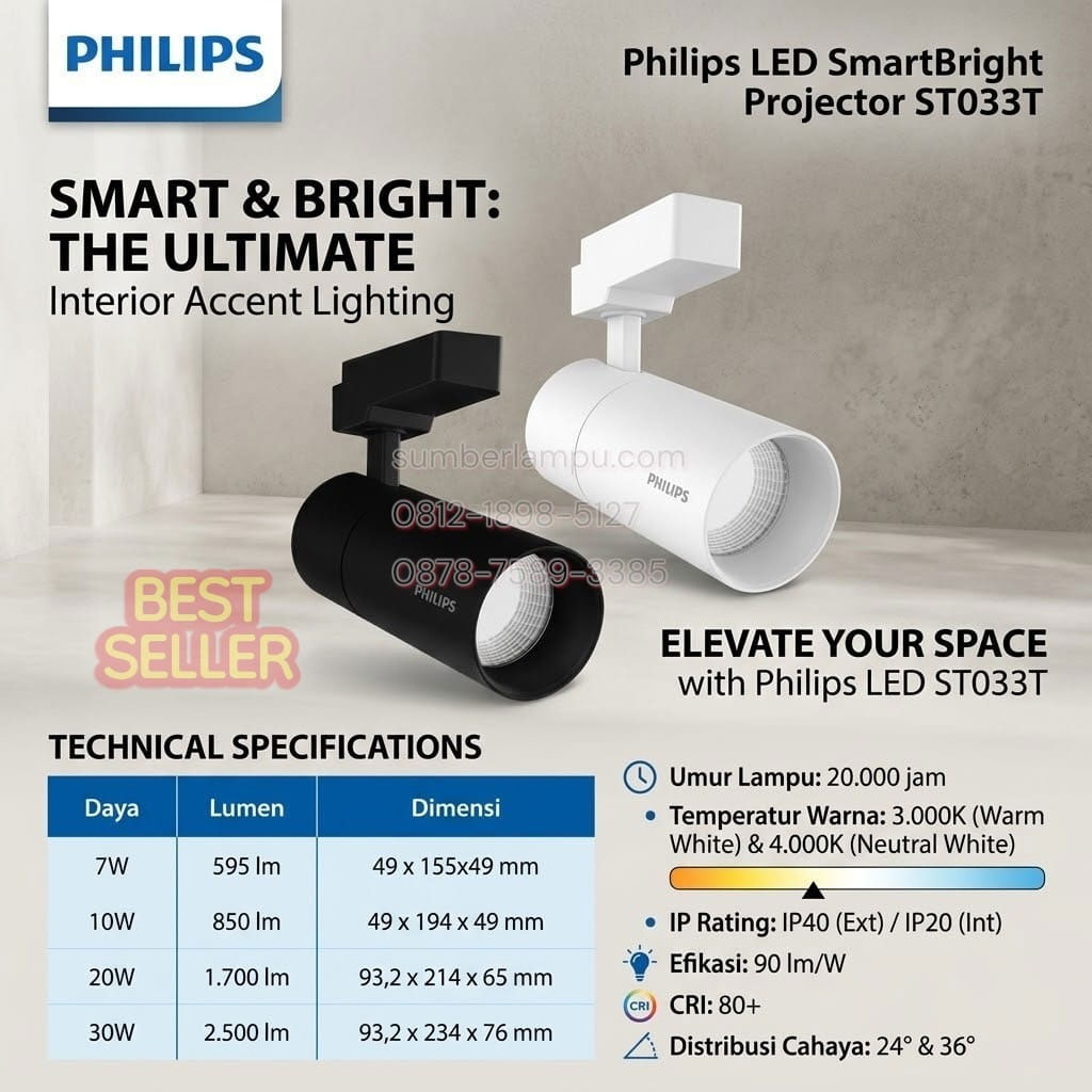 lampu spotlight philips st033t 7w 10w 20w 30w
