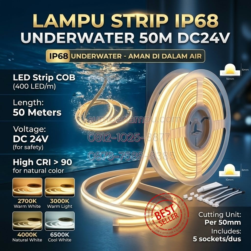 lampu strip ip68 under water 50m dc24v
