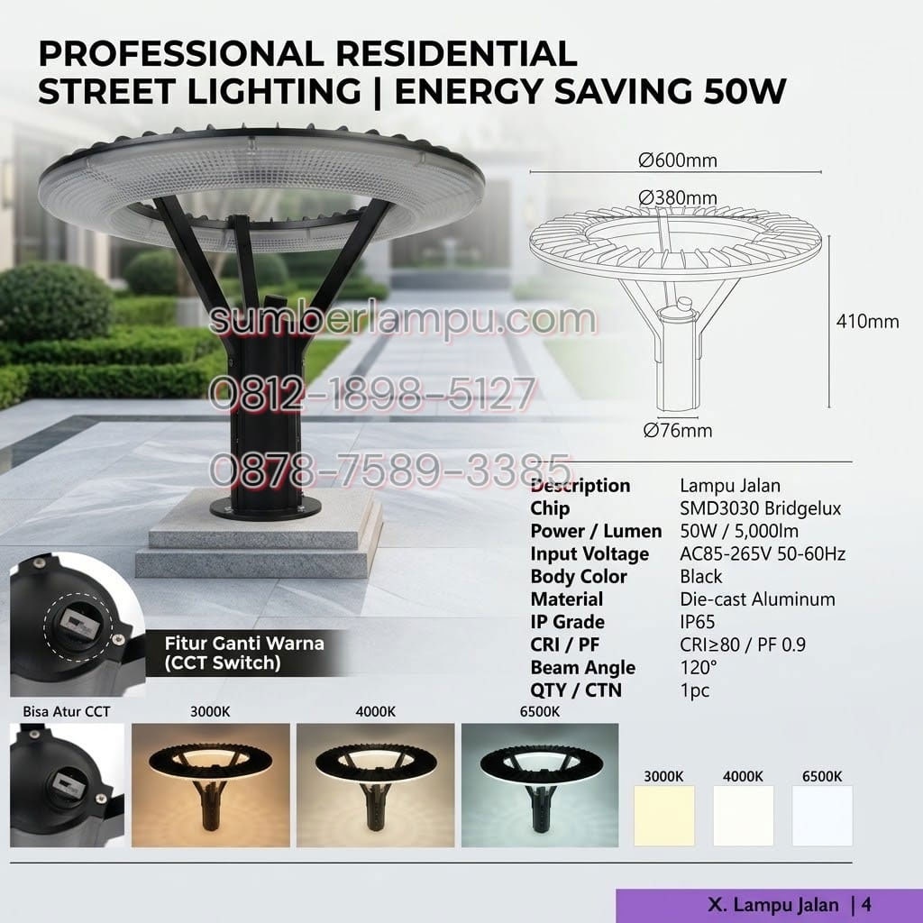lampu taman jalan perumahan 50w led